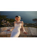 High Neck Ivory Glitter Lace Romantic Wedding Dress